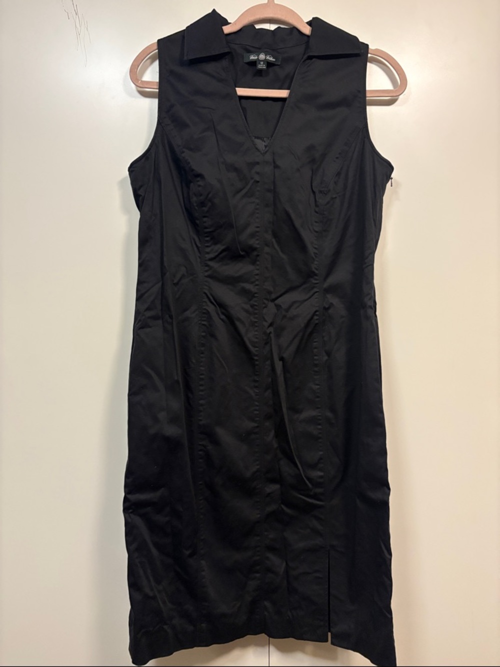 Brooks Brothers Black Sleeveless Collared Cotton Midi Dress 12